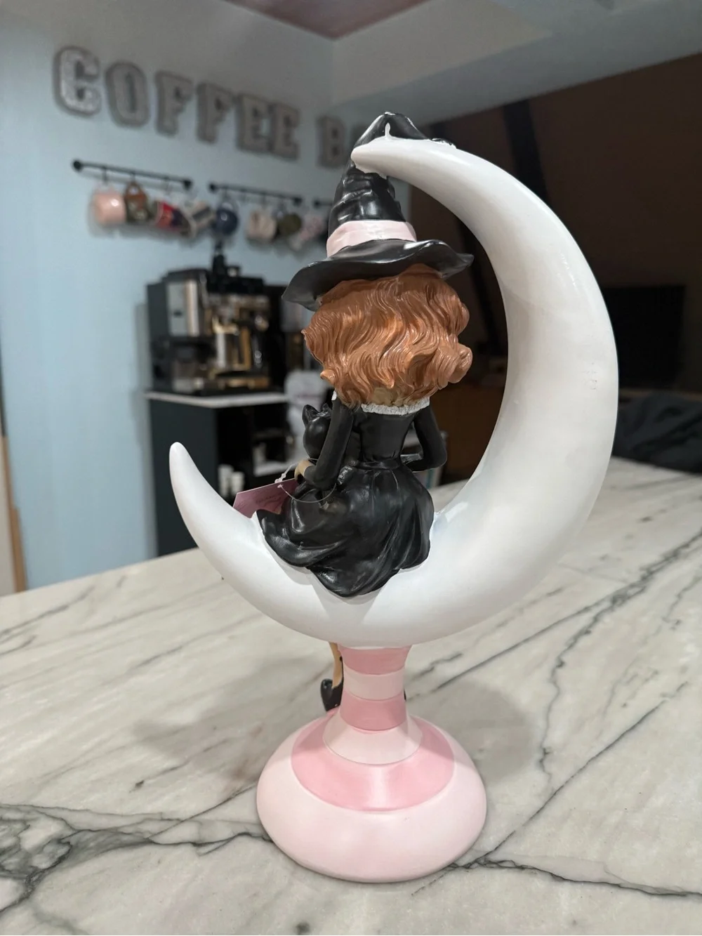 ✨ Whimsical Witch on Crescent Moon with Black Cat ✨